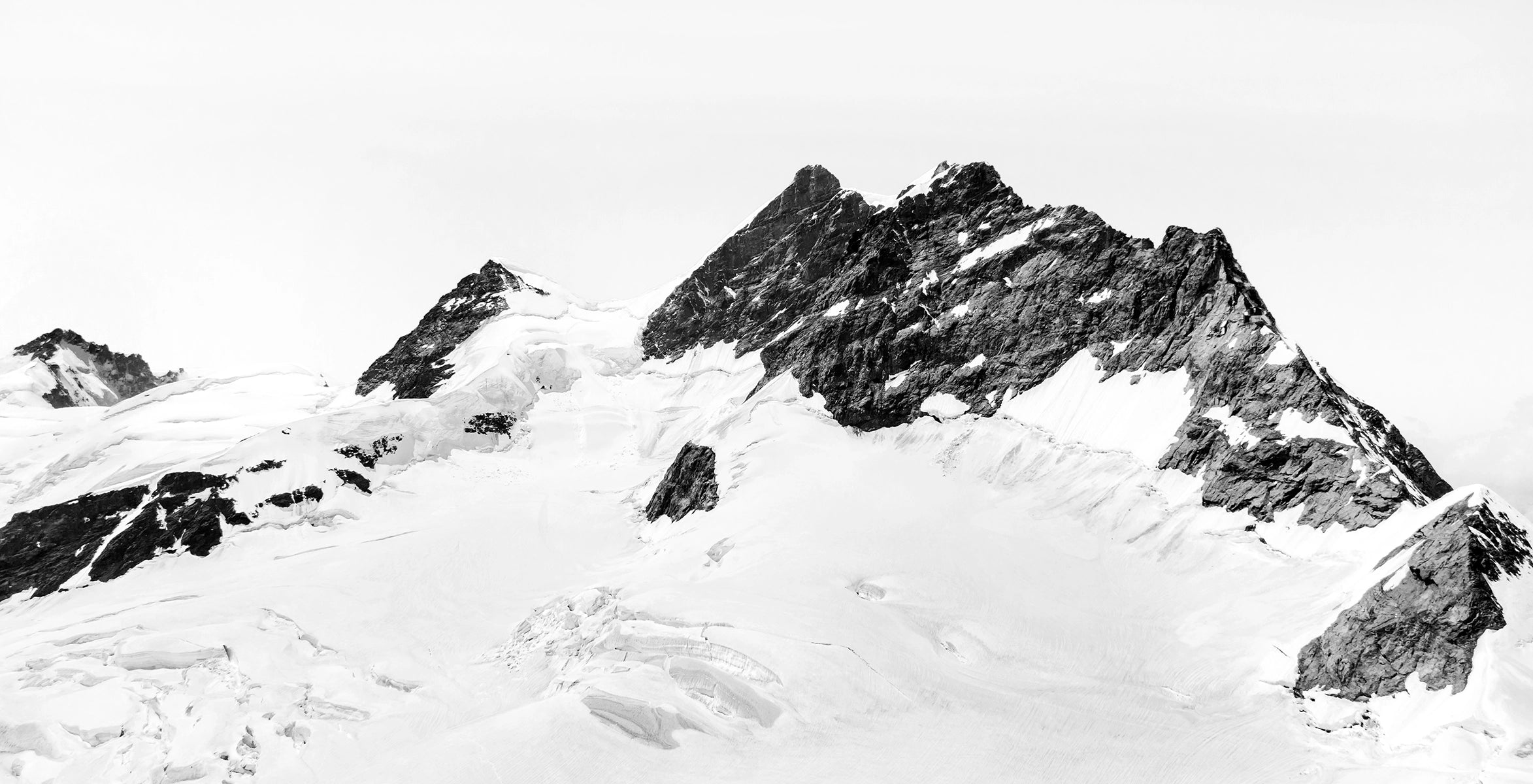 Papier peint panoramique Montagnes alpines noir et blanc