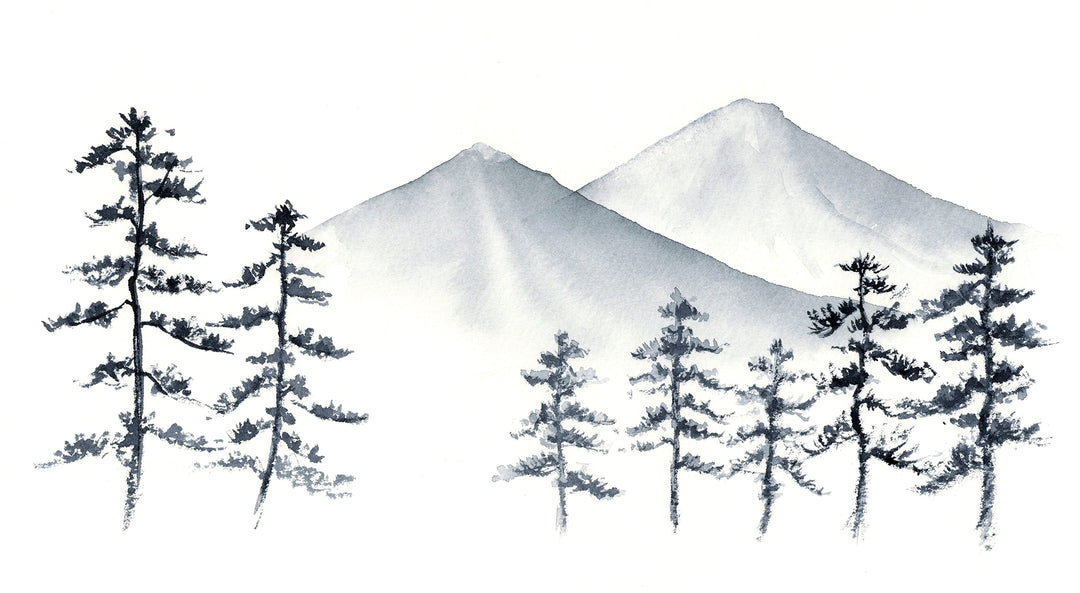 Papier peint panoramique Montagnes à l’Encre