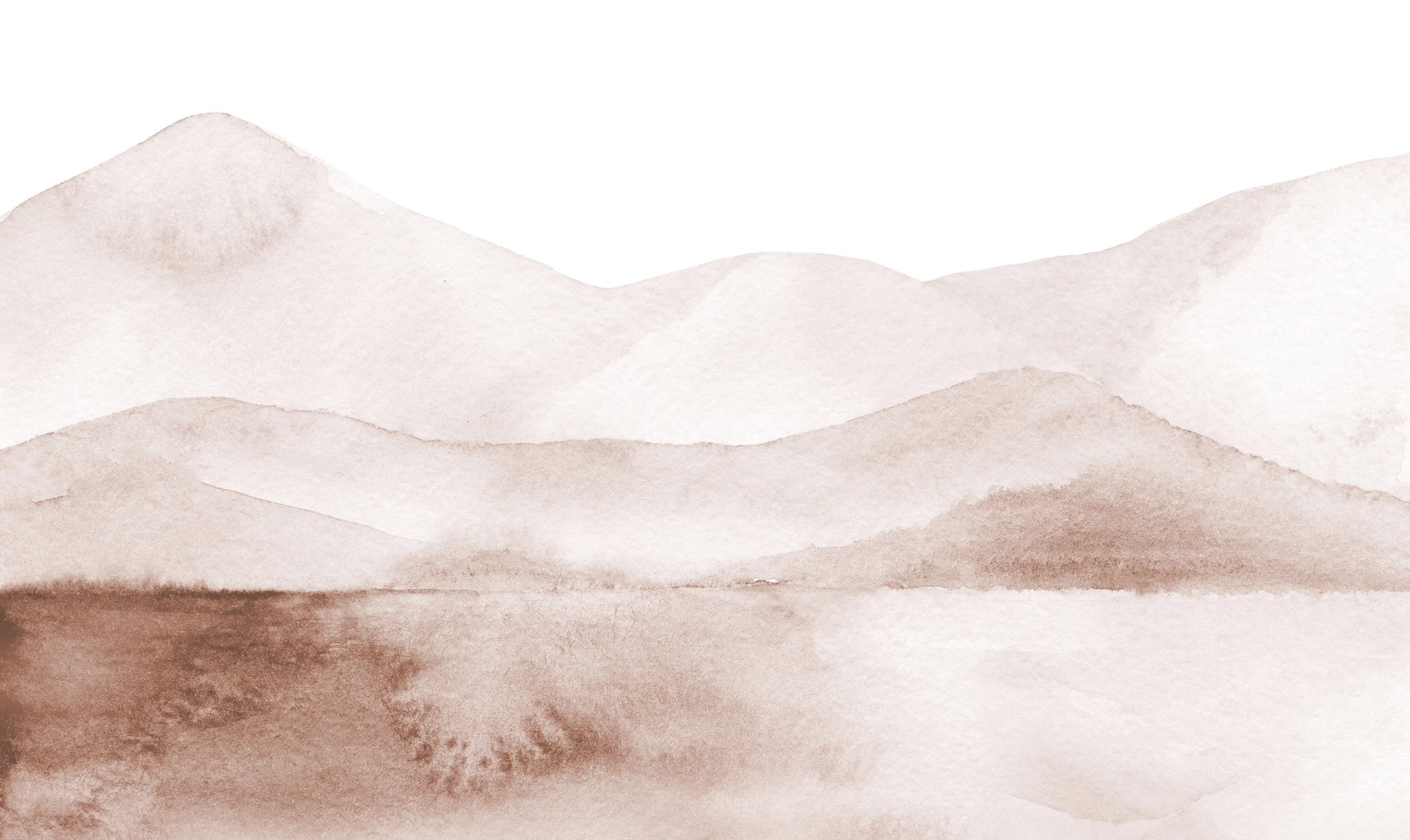 Papier peint panoramique Montagnes Aquarelle Terracotta