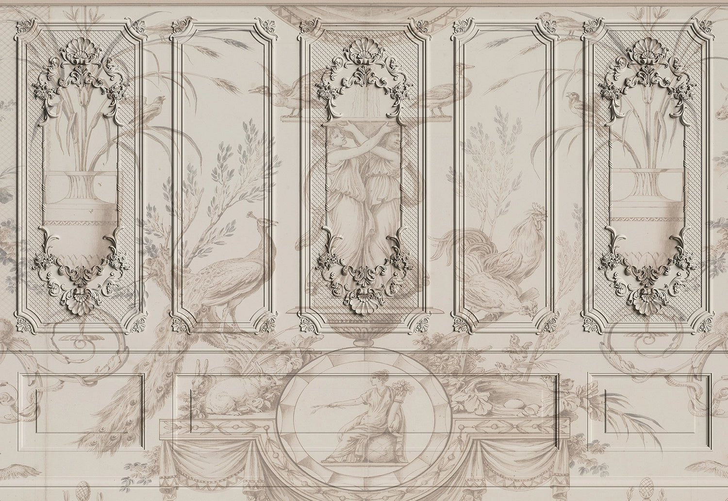 Papier peint panoramique moulure Haussmanienne Grèce Antique