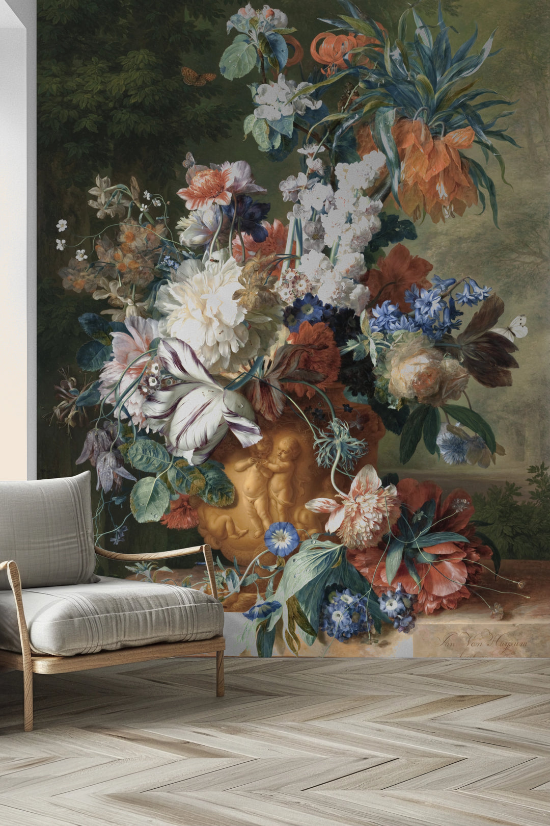Papier peint panoramique nature morte florale