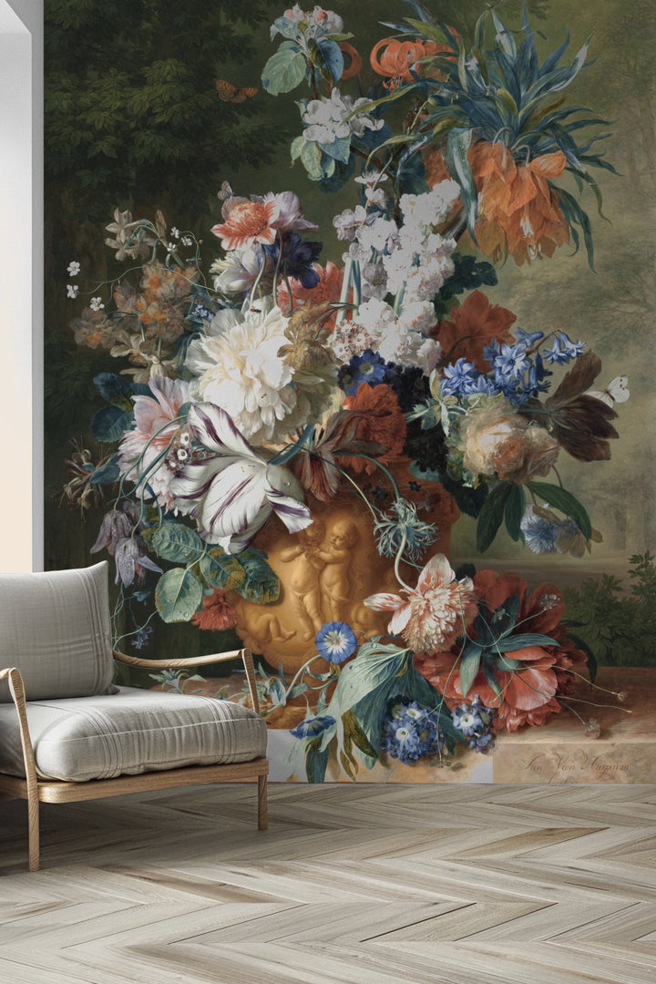 Papier peint panoramique nature morte florale