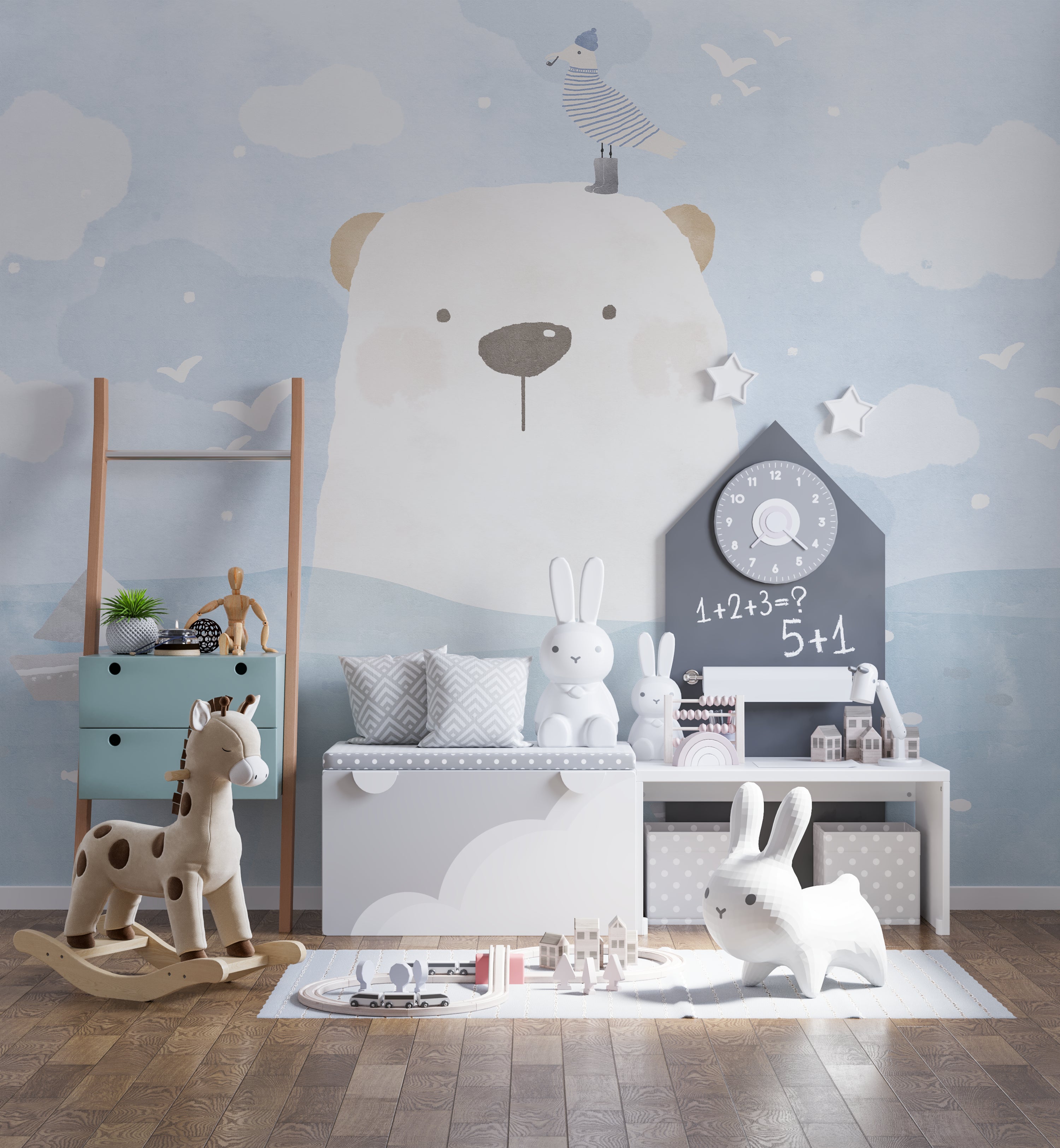 Papier peint Panoramique Ours Blanc