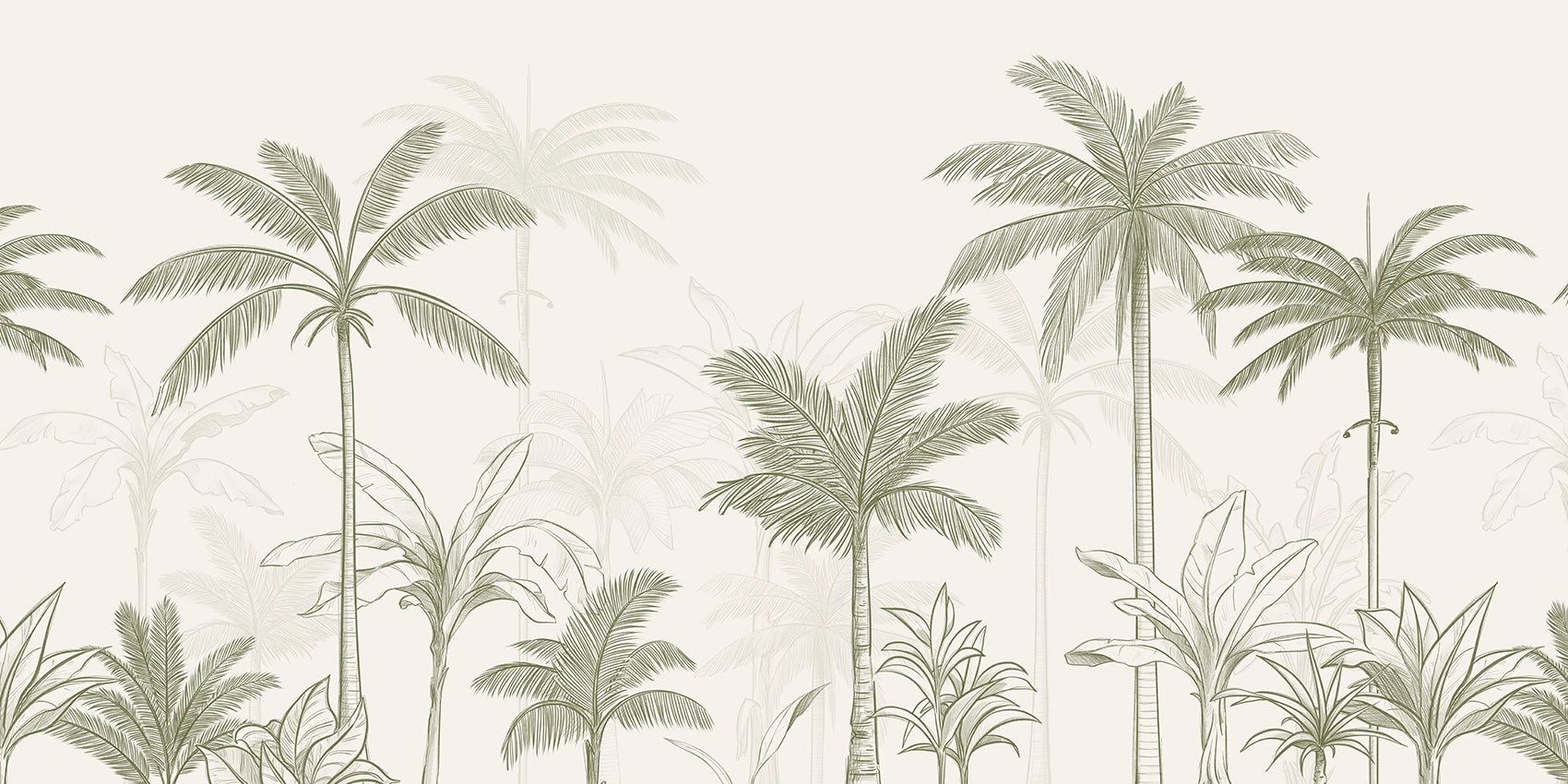 Papier peint panoramique Palmeraie Esquisse