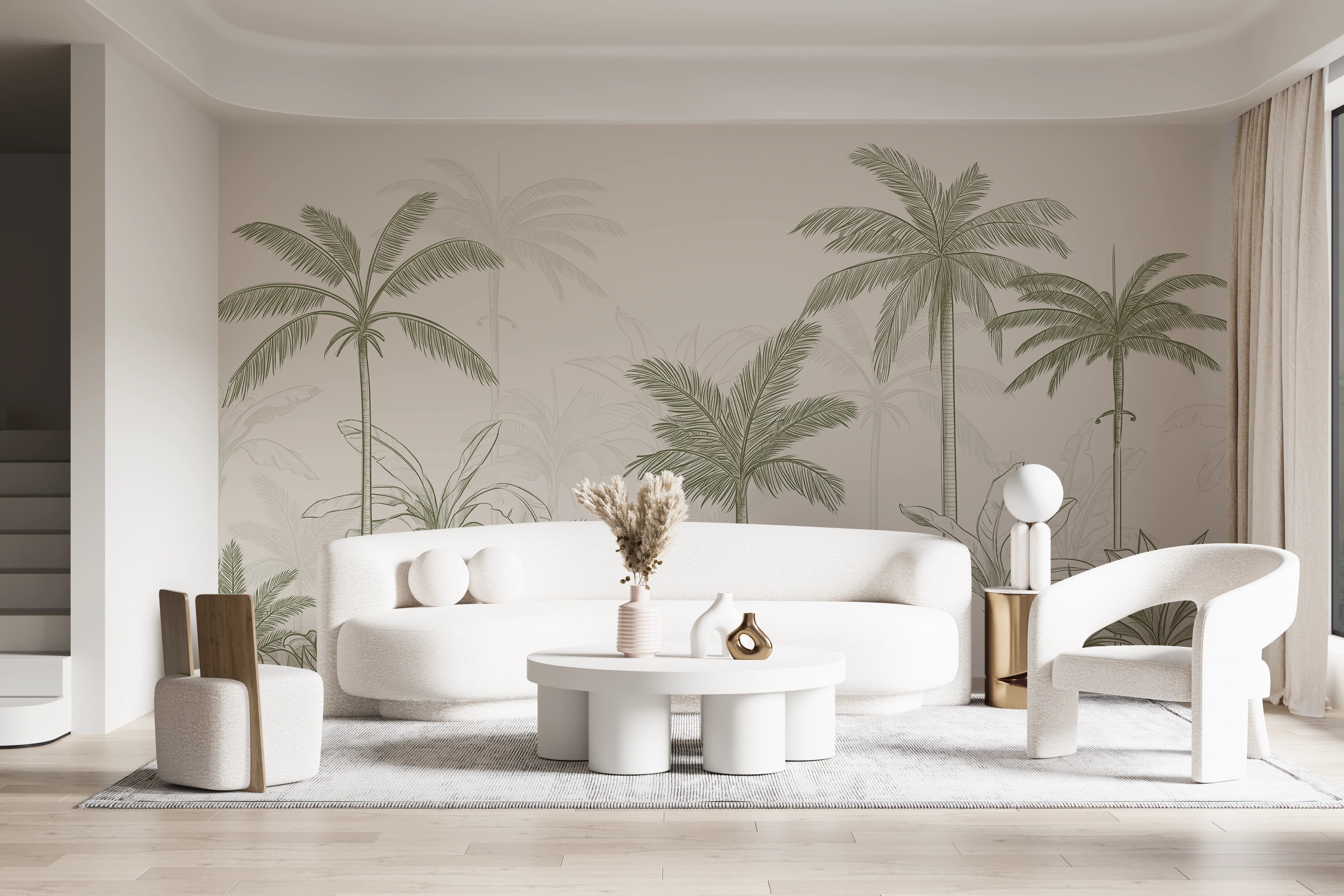 Papier peint panoramique Palmeraie Esquisse