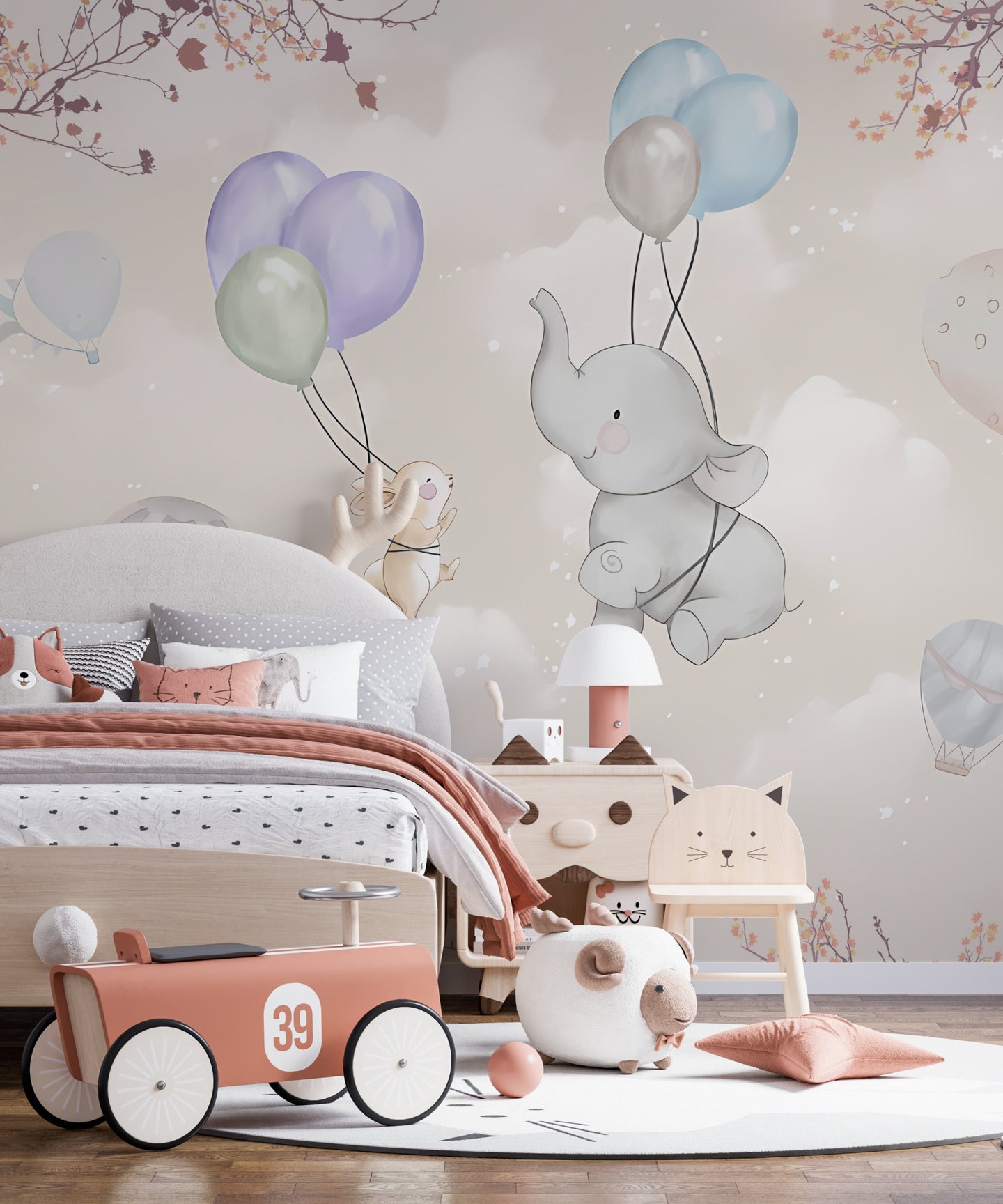 Papier peint panoramique petit éléphant - Kam et Léon