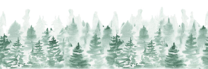Papier peint panoramique petits sapins - Kam et Léon