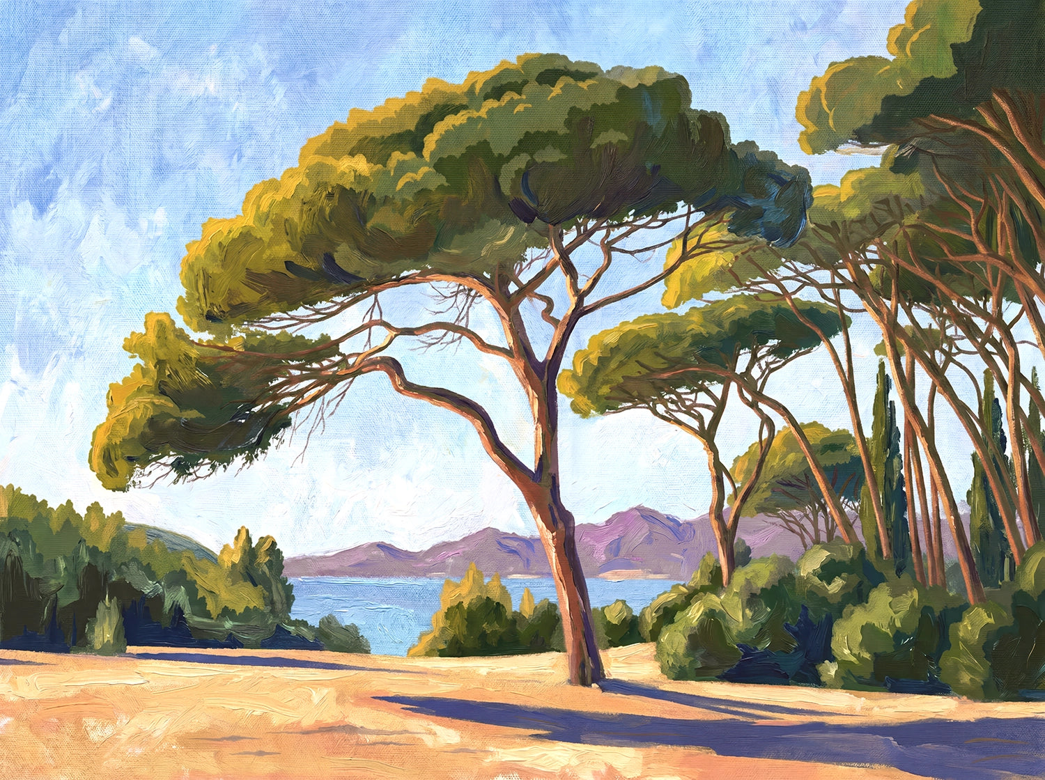 Papier peint panoramique Pinède en bord de mer