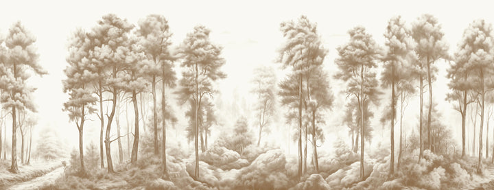 Papier peint panoramique Pins Sépia