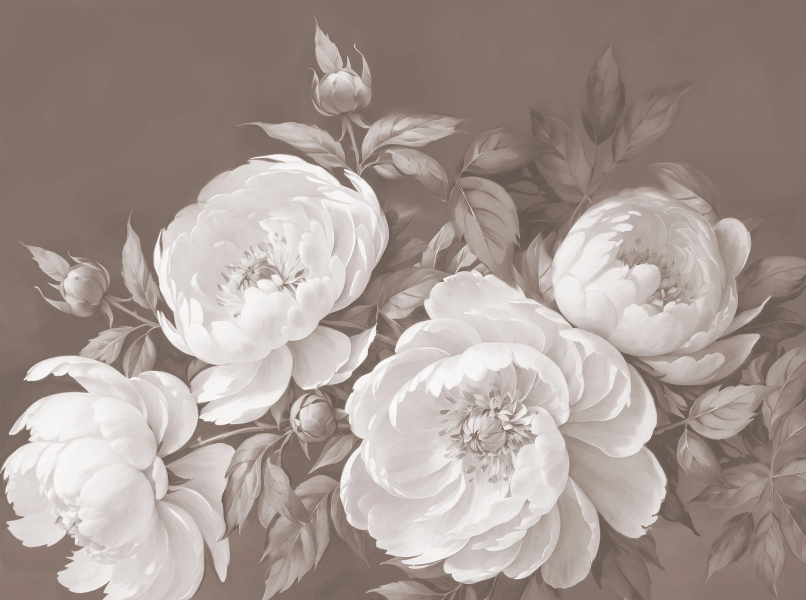Papier peint panoramique Pivoines de Velours