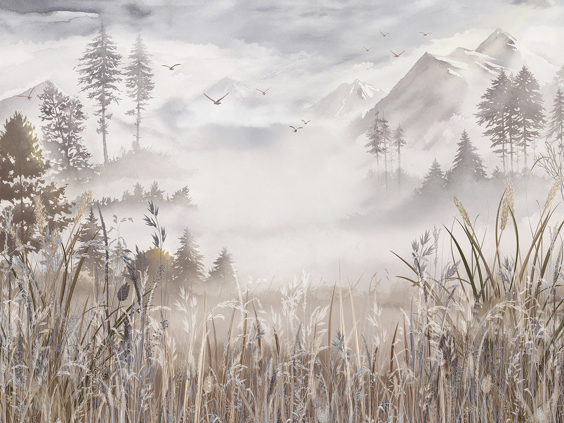 Papier peint panoramique Prairie Évanescente