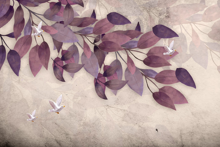 Papier peint panoramique rameau violet