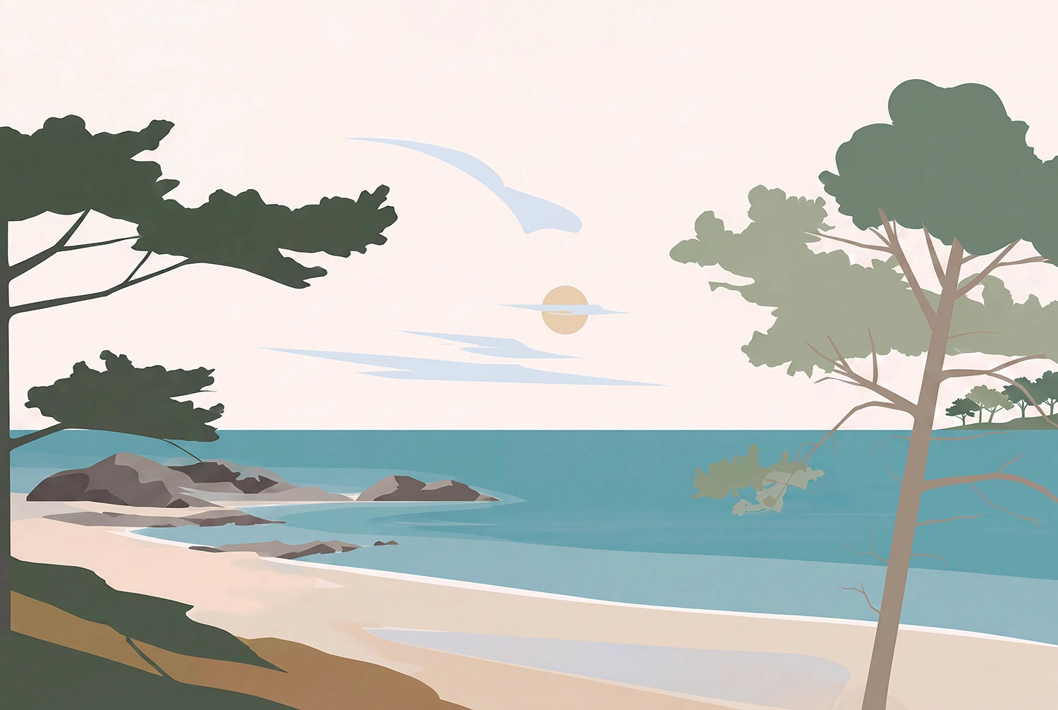 Papier peint panoramique Rivage des Pins