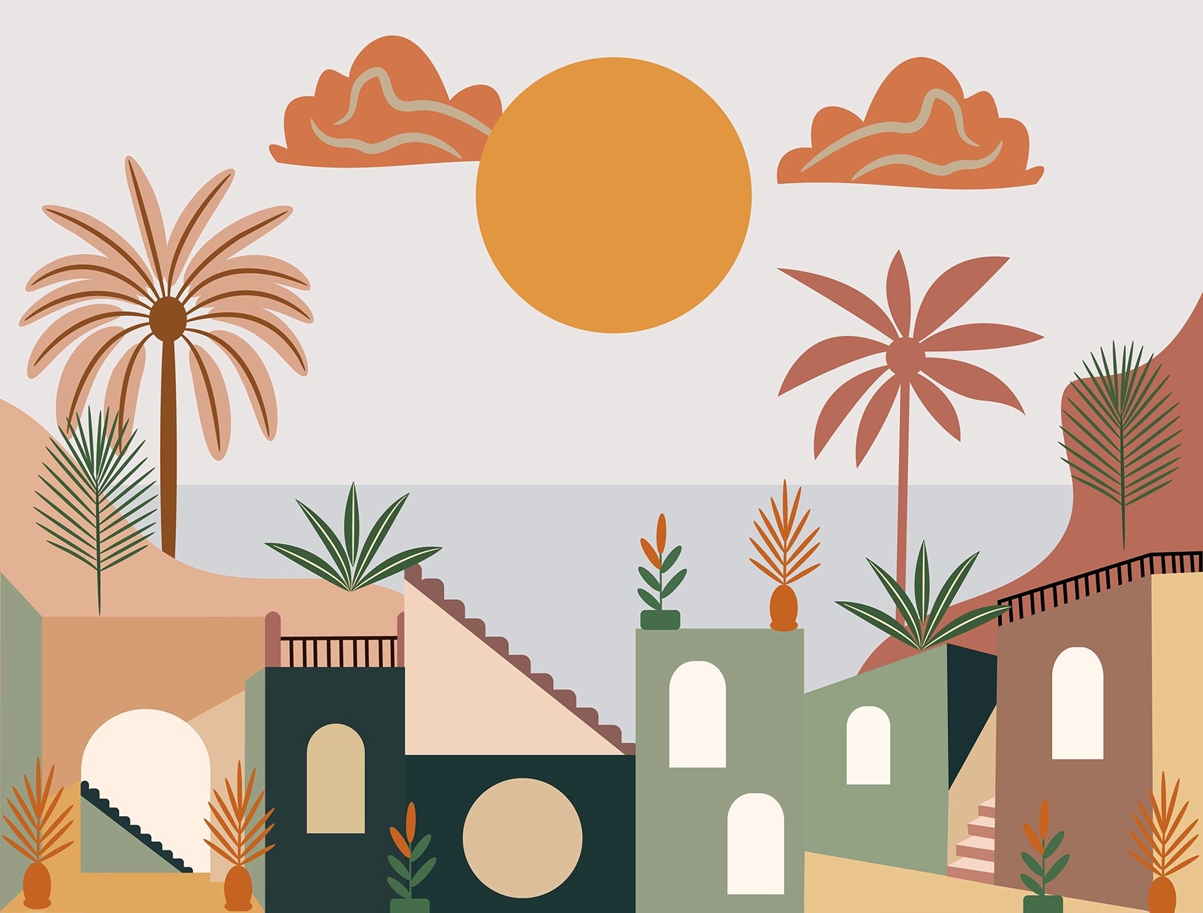 Papier Panoramique Soleil Méditerranéen