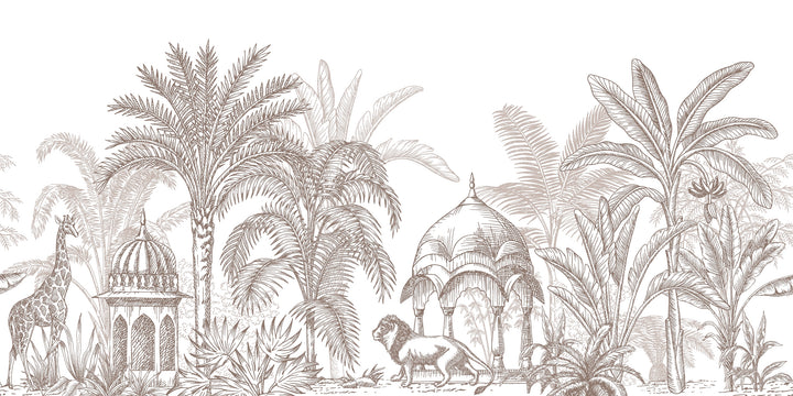 Taupe Temple Panoramic Wallpaper