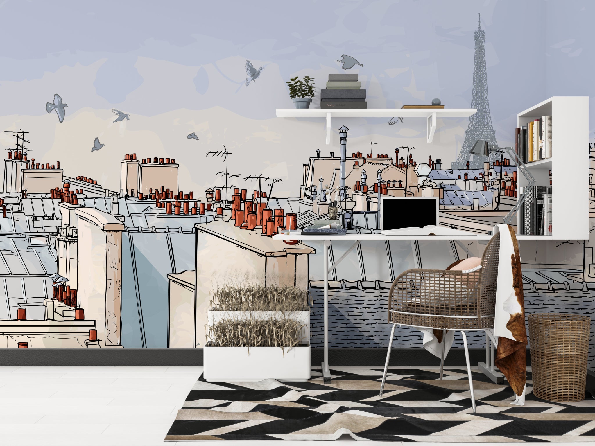 Papier Peint Panoramique Toit De Paris - Kam & Leon