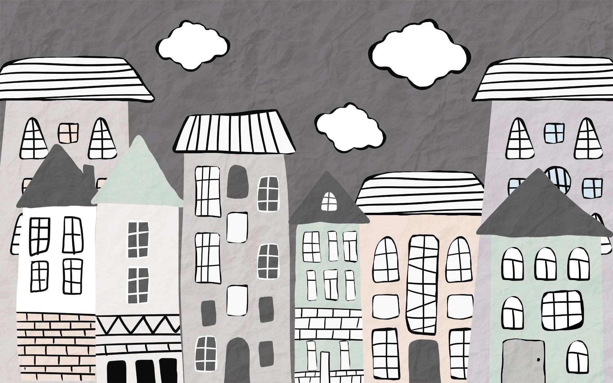 Papier peint panoramique ville dessinée