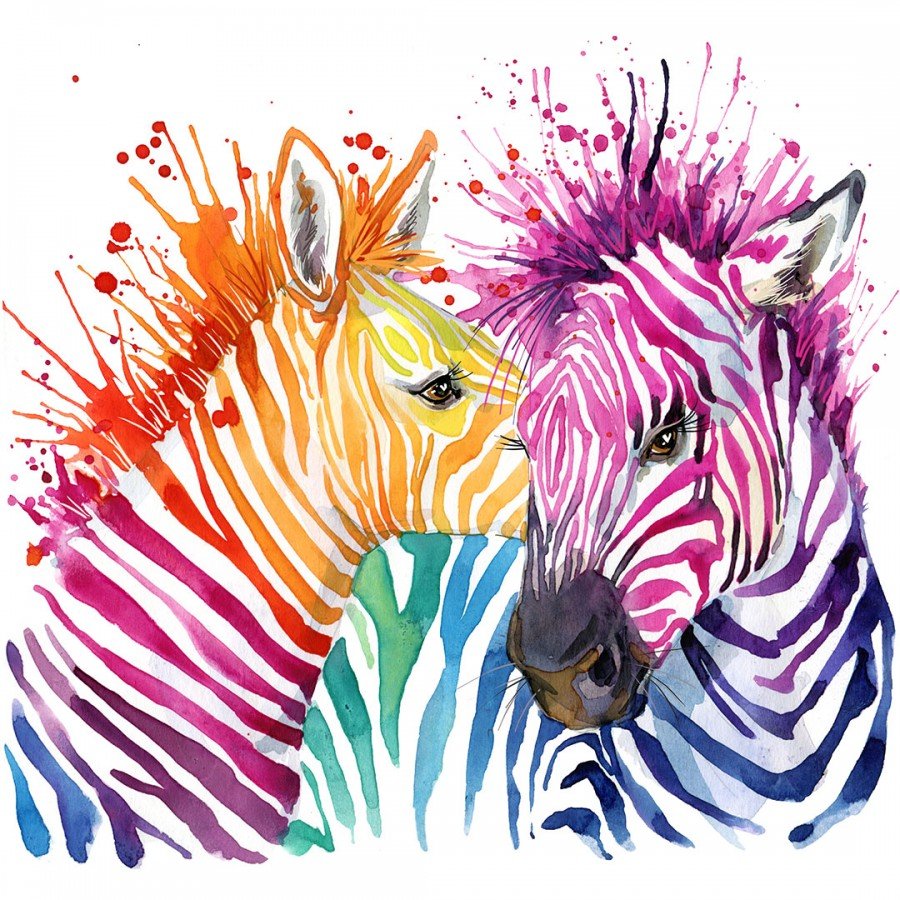 Panorama -Tapete farbenfrohe Zebras