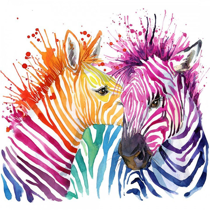 Papier peint panoramique zèbres colorés - Kam & Leon