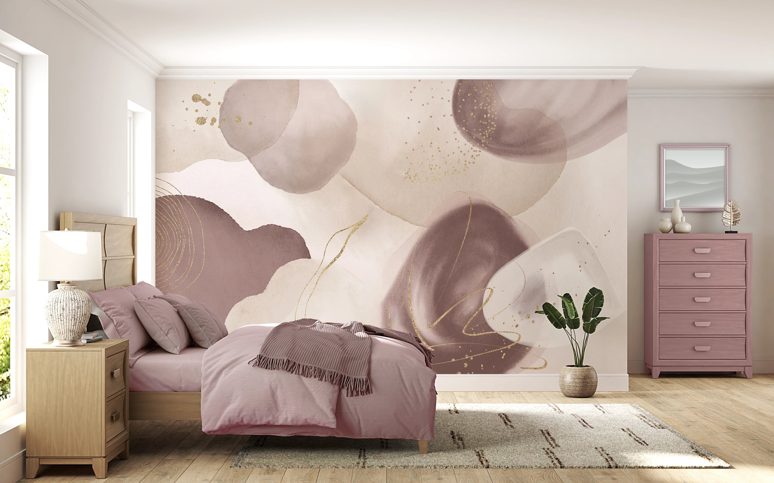 Panoramische Tapete Puderlila 