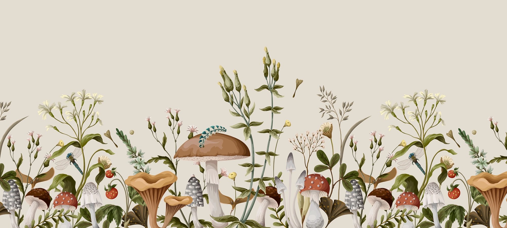 Papier Peint Panoramiques Champignons Enchanteur