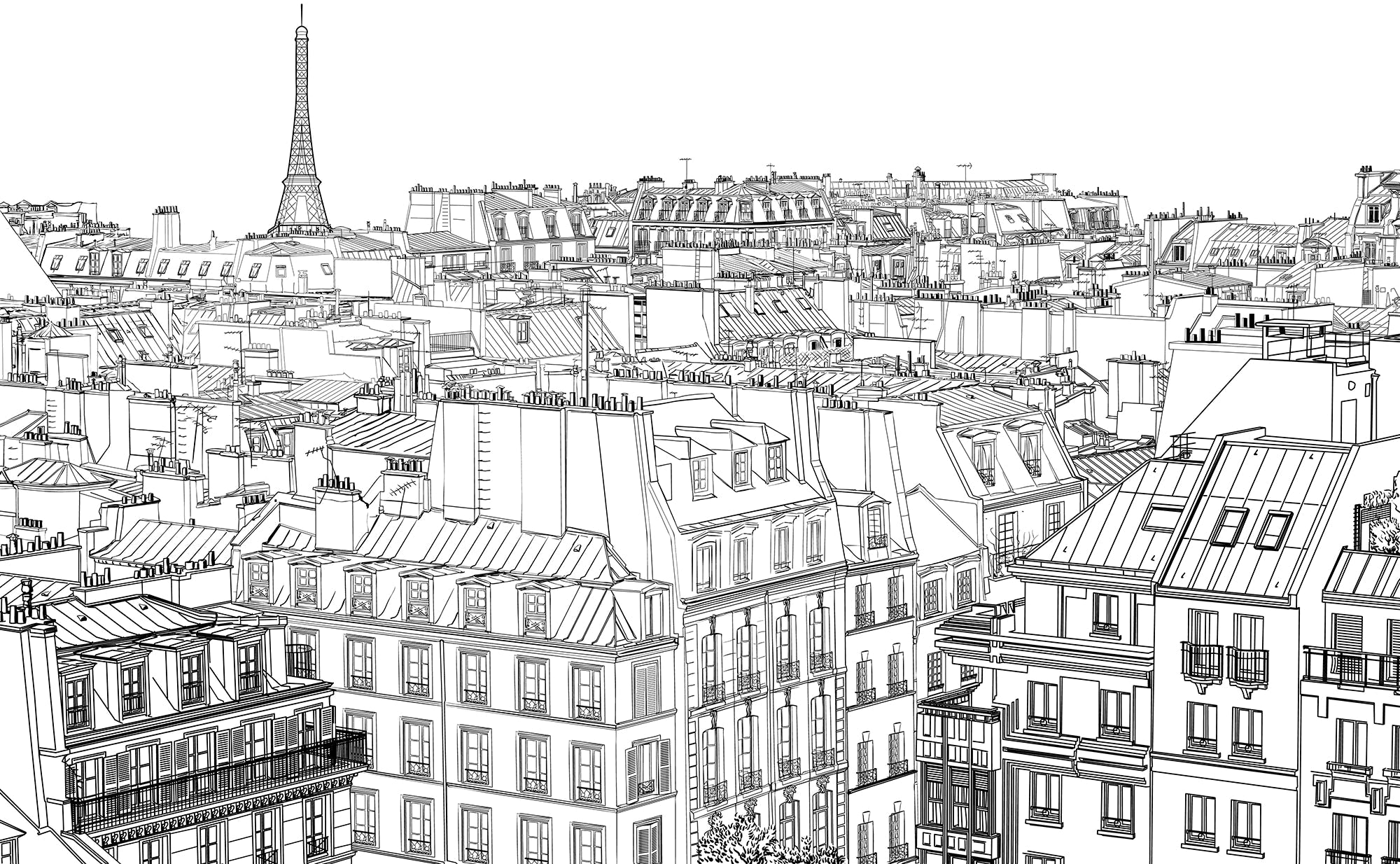 Panorama -Tapete auf Paris zu sehen