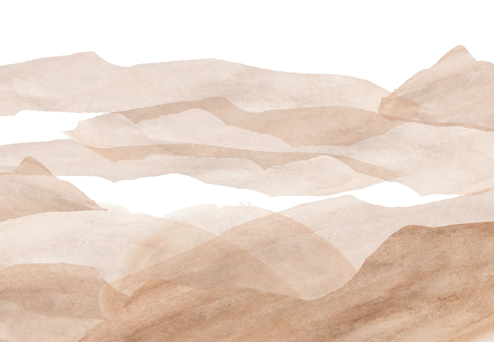 Papier Peint Paysage Désertique en Aquarelle Beige et Sable
