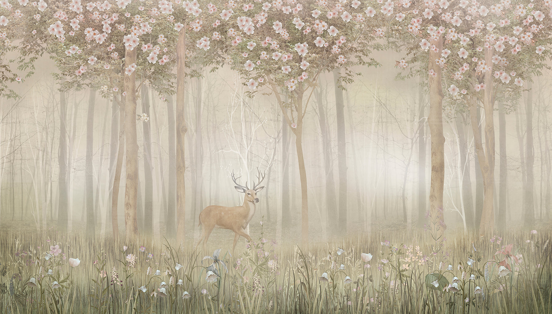 Papier peint Paysage Forestier Sépia