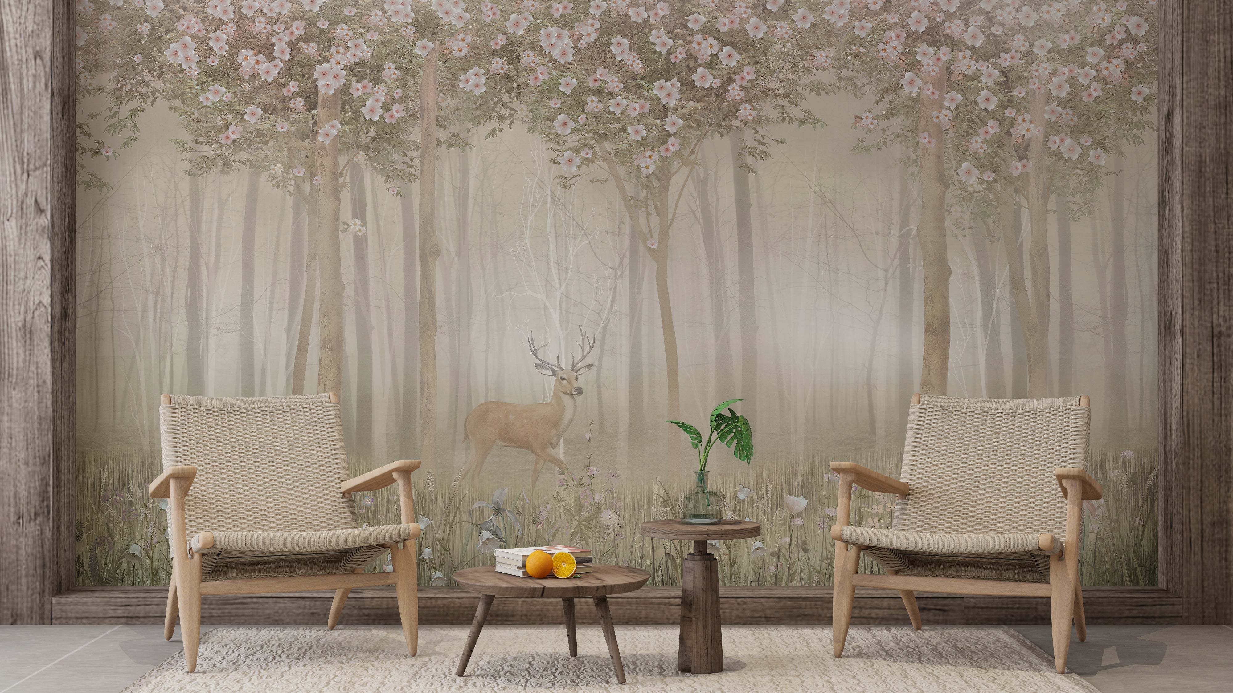 Papier peint Paysage Forestier Sépia