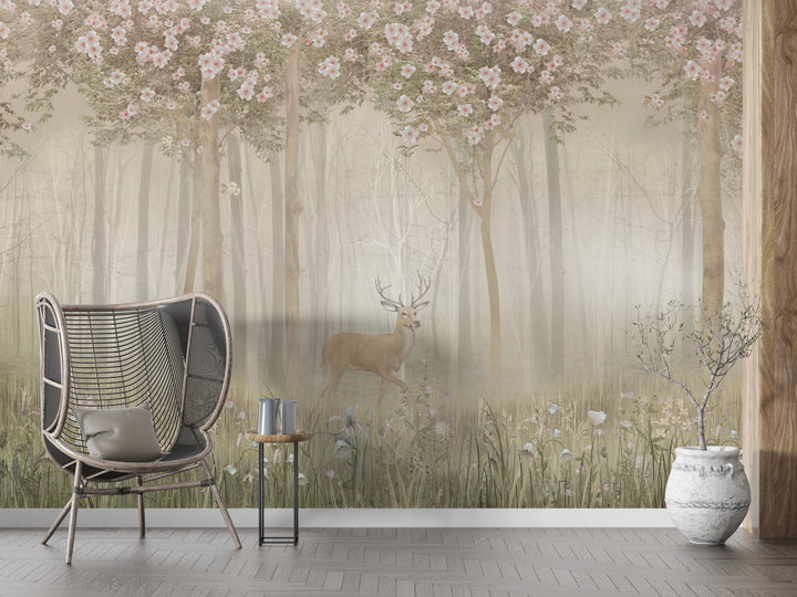 Forest Landscape Wallpaper Sepia