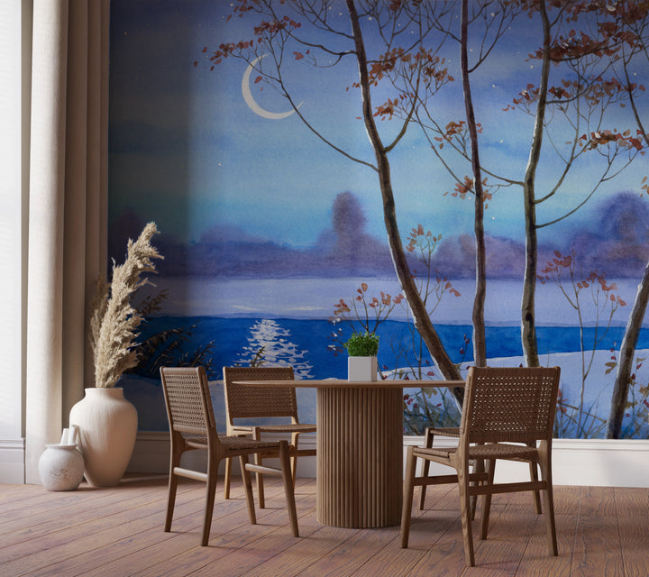 Moonlit Winter Landscape Wallpaper 
