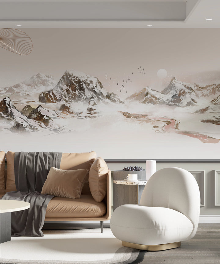 Papier Peint Paysage Montagnes Enneigées