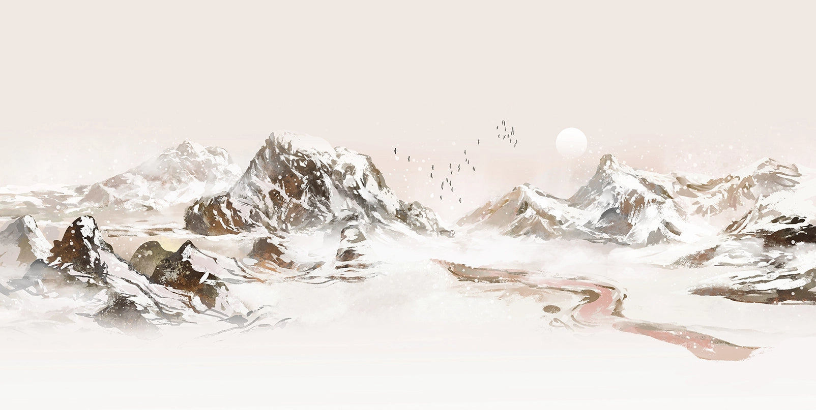 Papier Peint Paysage Montagnes Enneigées