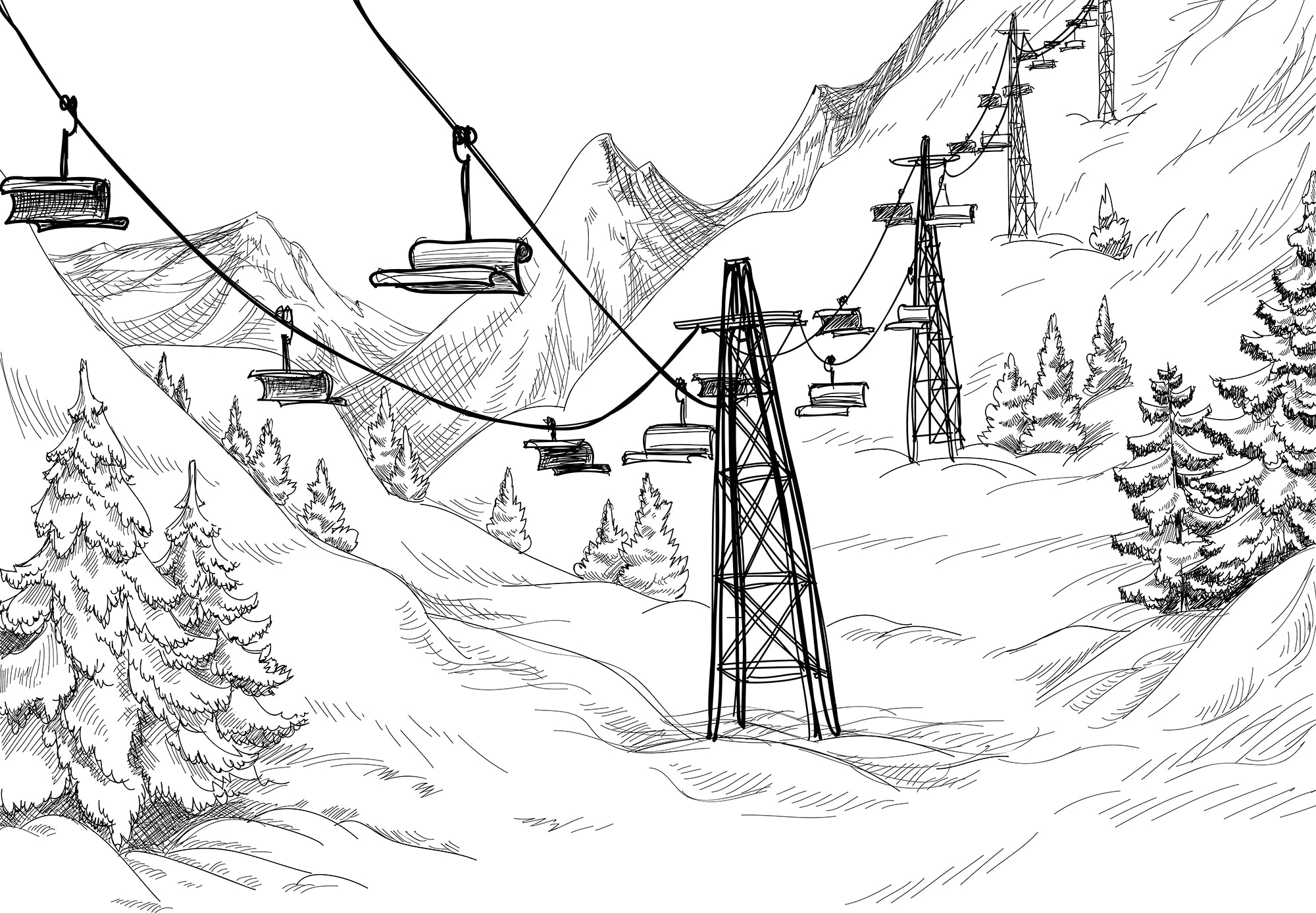 Alpine Landscapes Wallpaper Cable Car Ascent