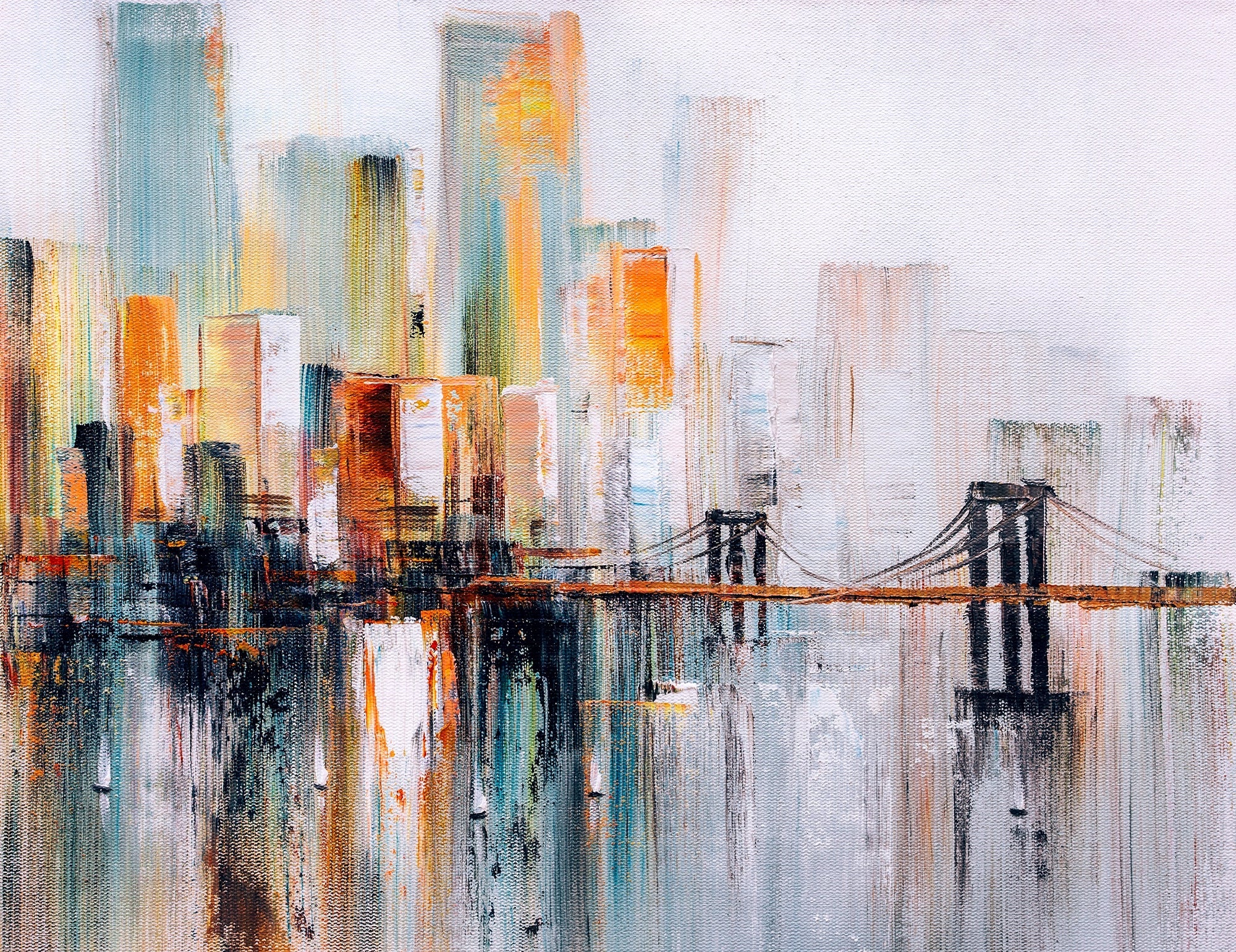 Papier peint peinture sur toile Brooklyn Bridge, New York