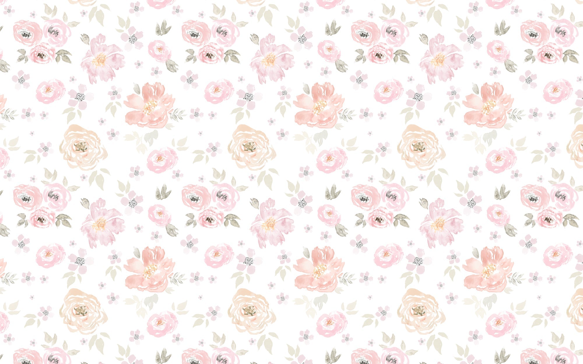 Papier peint petites fleurs roses
