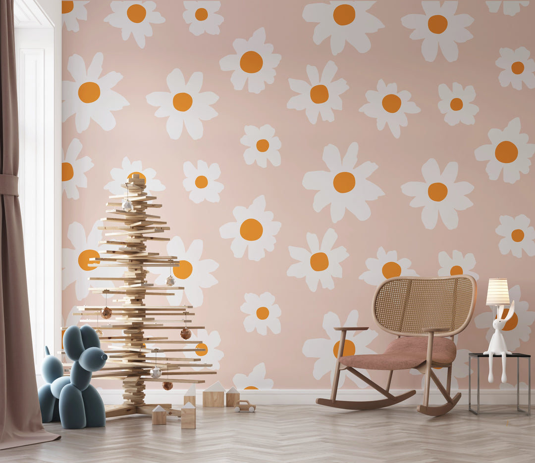 Papier Peint Petites Marguerites Roses
