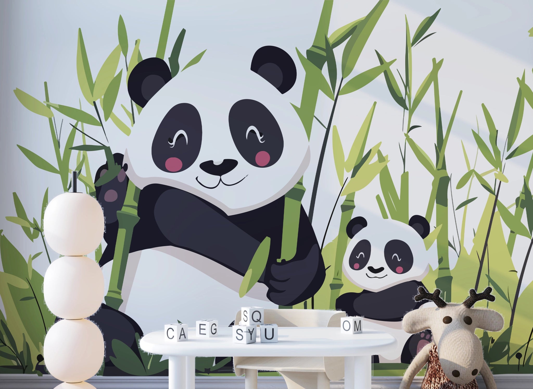 Papier Peint Petits Pandas pour Chambre d'Enfant - Kam et Léon