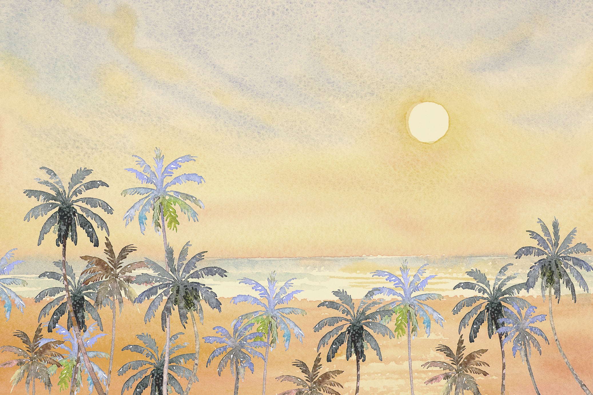 Papier peint Plage aux Palmiers