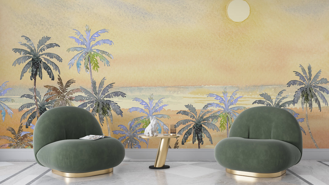 Papier peint Plage aux Palmiers