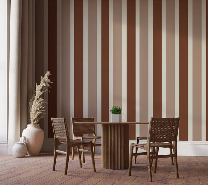 Papier peint Rayures Terracotta