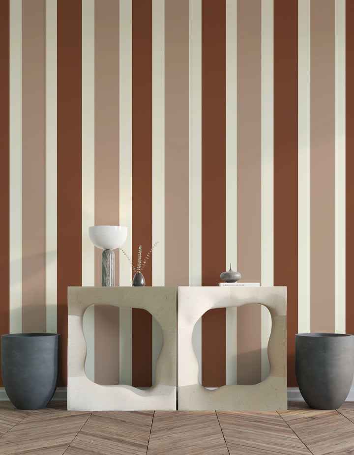 Papier peint Rayures Terracotta