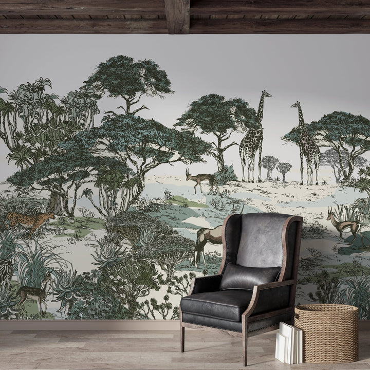 Papier Peint Safari Sauvage - Kam & Leon
