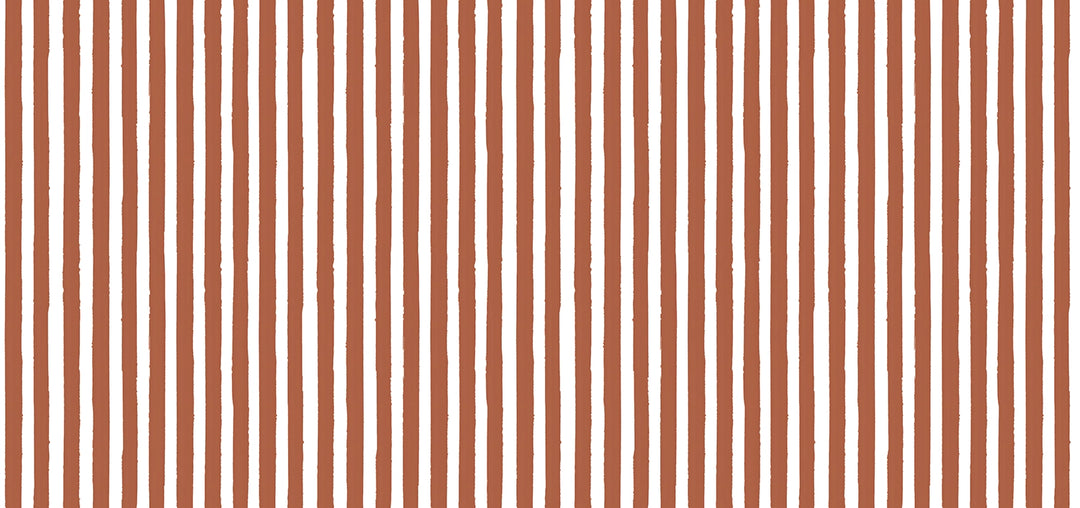 Papier Peint Salle de Bain Rayure Rétro Terracotta