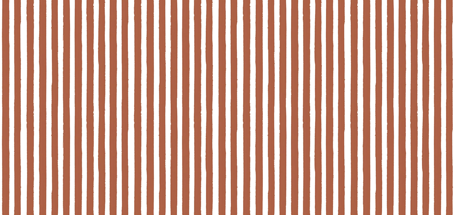 Papier Peint Salle de Bain Rayure Rétro Terracotta
