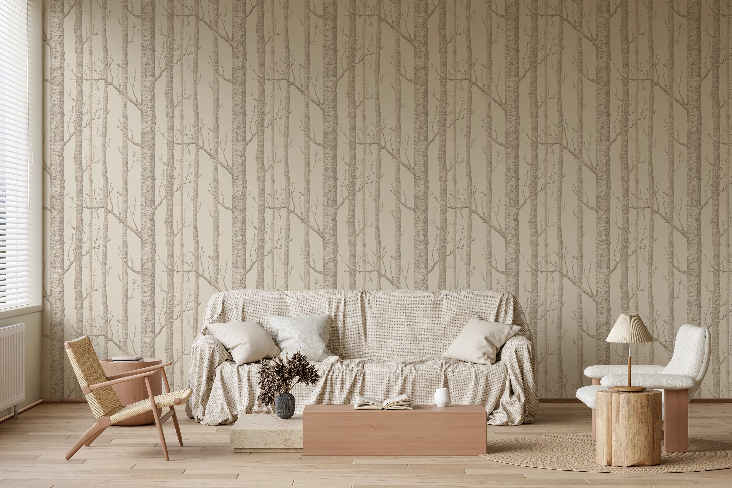 Papier peint panoramique Forêt de Lin Naturel