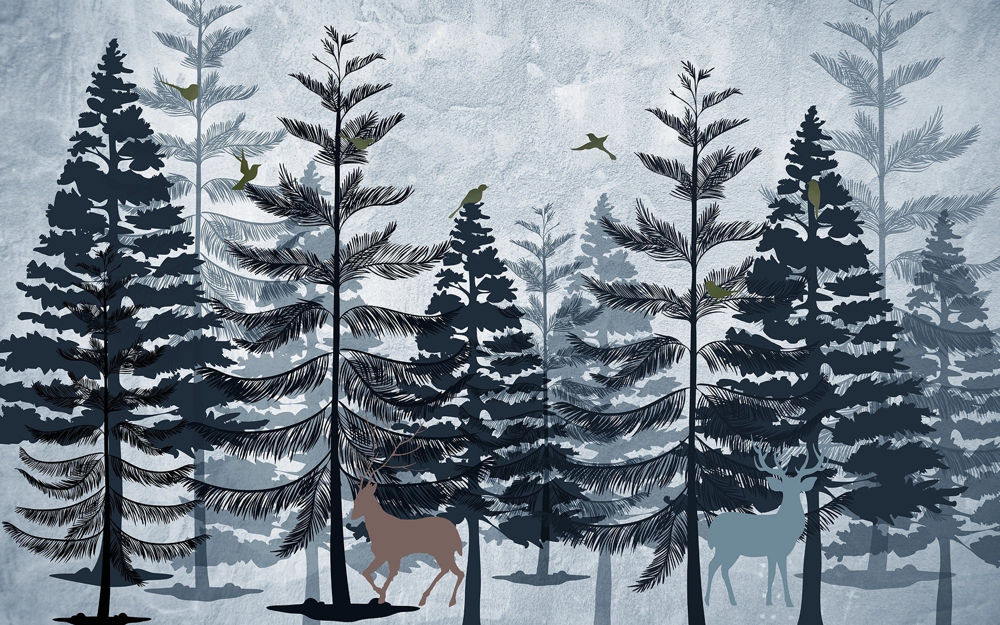 Papier Peint Sapins Bleus Enchantés