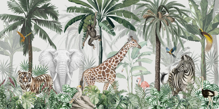 Papier peint sur mesure animaux de la jungle