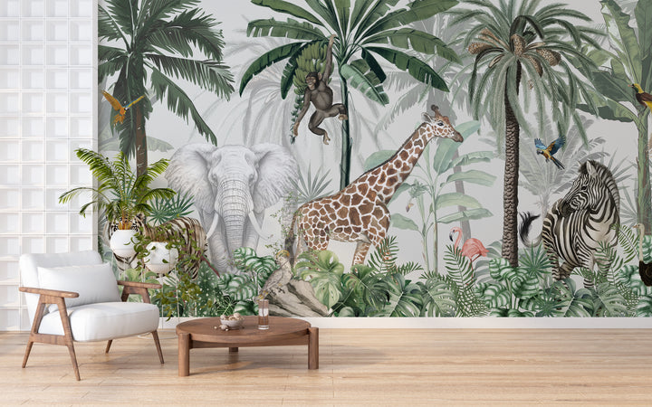 Papier peint sur mesure animaux de la jungle