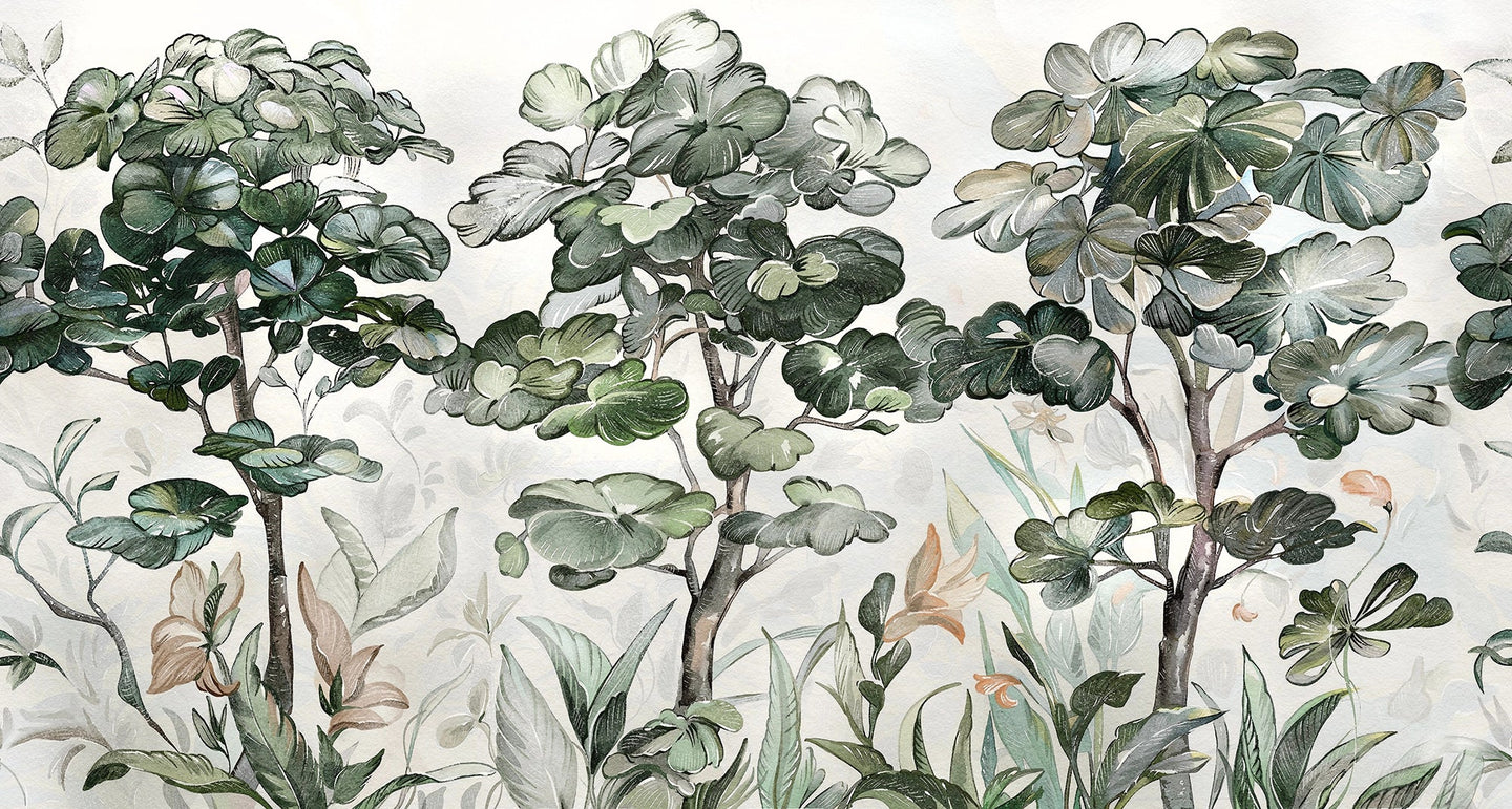 Papier peint sur mesure arbre tropicaux - Kam et Léon